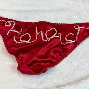 True Vintage Victoria's Secret SEXY LITTLE THINGS Xmas Satin Panty HO HO HO